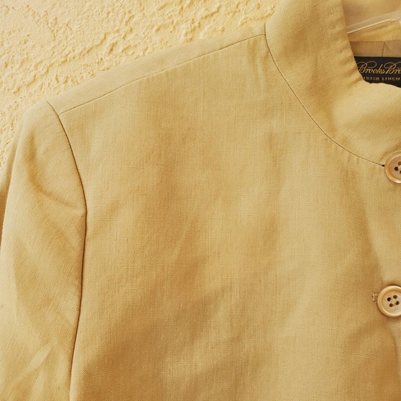Brooks Brothers Beige 100% Irish Linen Stand Up Collar Single Breasted Blazer 14 - Picture 4 of 11
